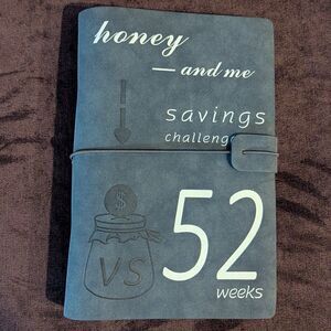 Blue leather 52 Week Challenge Binder Money Saving honey and me